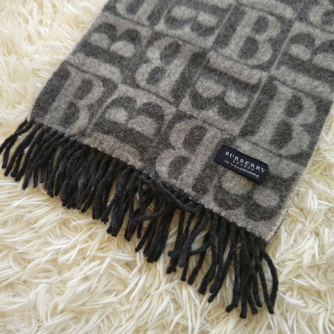 【極美品】バーバリーロンドン　マフラー・ストール・カシミヤ100％・Bロゴ総柄