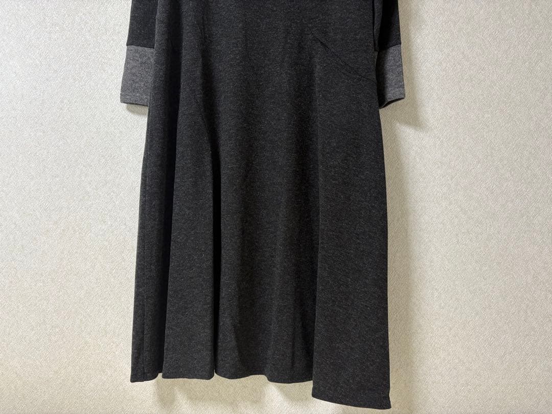 クレッシェントハーフノート　ロングワンピース M チャコールグレー 新品タグ付