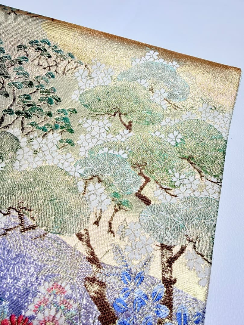 高級 袋帯 正絹 六通柄 西陣織 ゴールド 唐織 訪問着 色無地 フォーマル