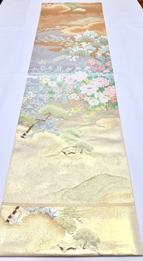 高級 袋帯 正絹 六通柄 西陣織 ゴールド 唐織 訪問着 色無地 フォーマル