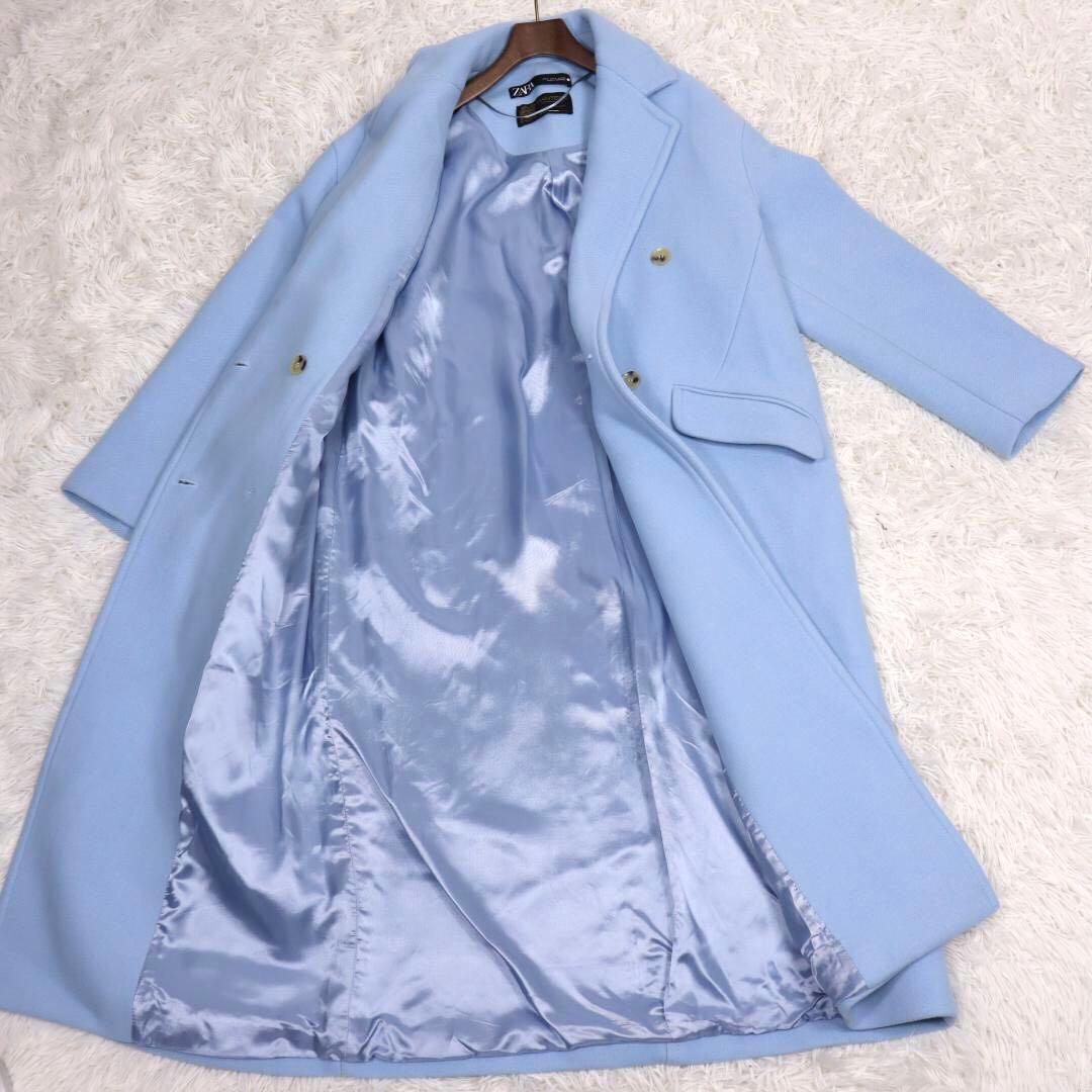 美品 ZARA イタリア生地MANTECO使用ビックシルエットダブルロングコート