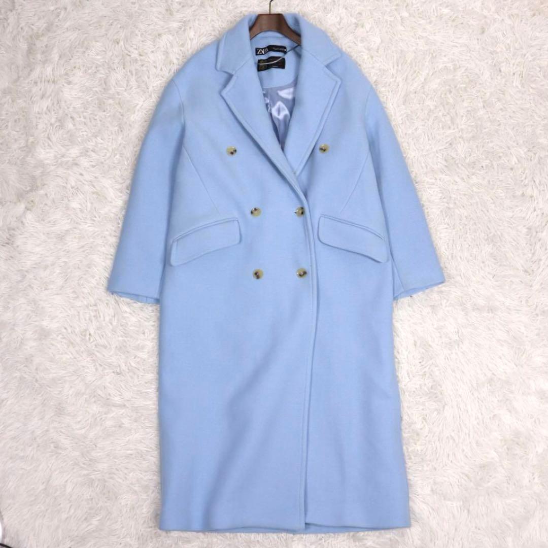 美品 ZARA イタリア生地MANTECO使用ビックシルエットダブルロングコート