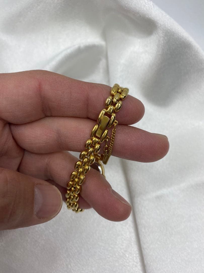 電池交換済　美品　SEIKO ストーン　ゴールド　ブレスウォッチ