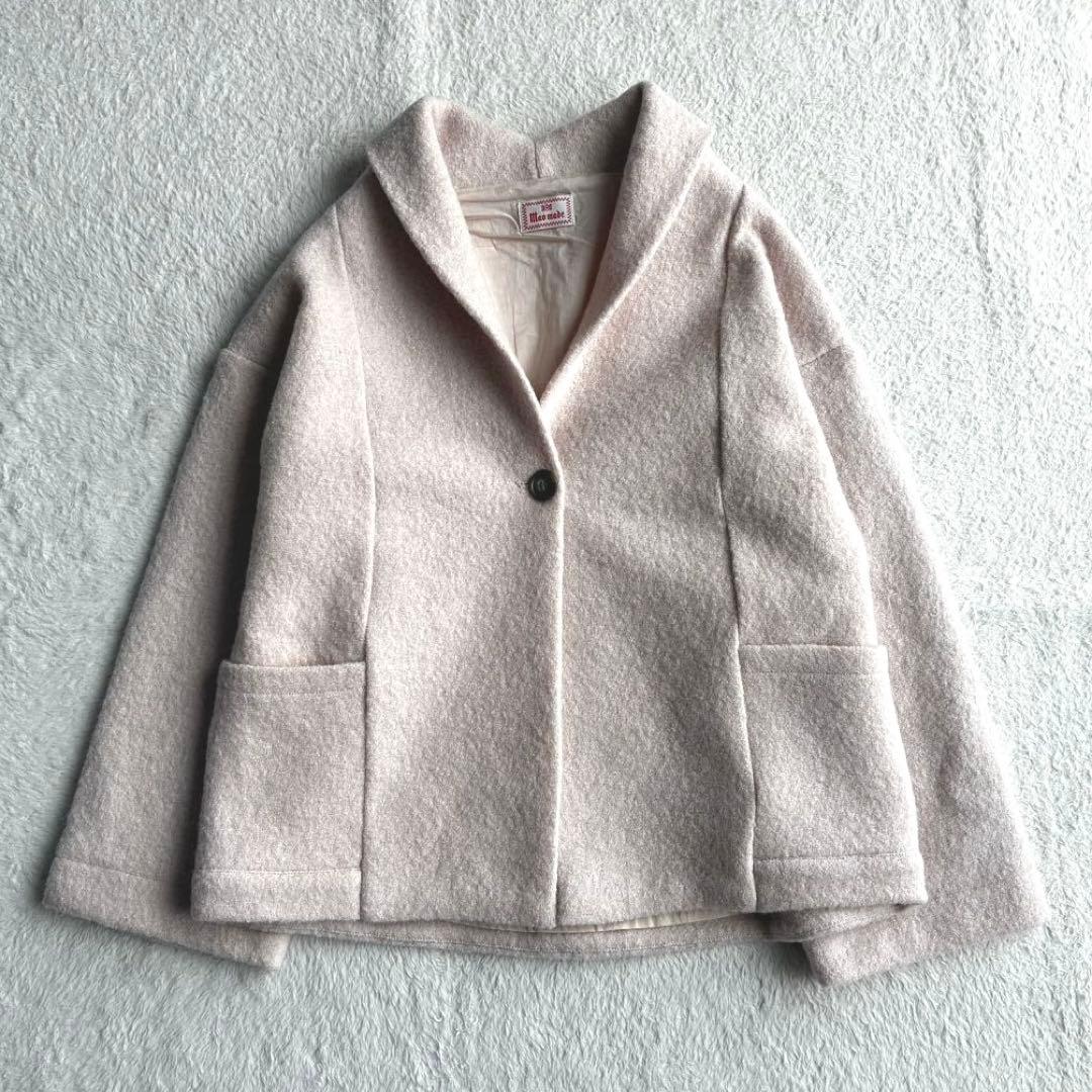 極美品 マオメイド 24AW プレスウール ショールカラー ショート丈 コート
