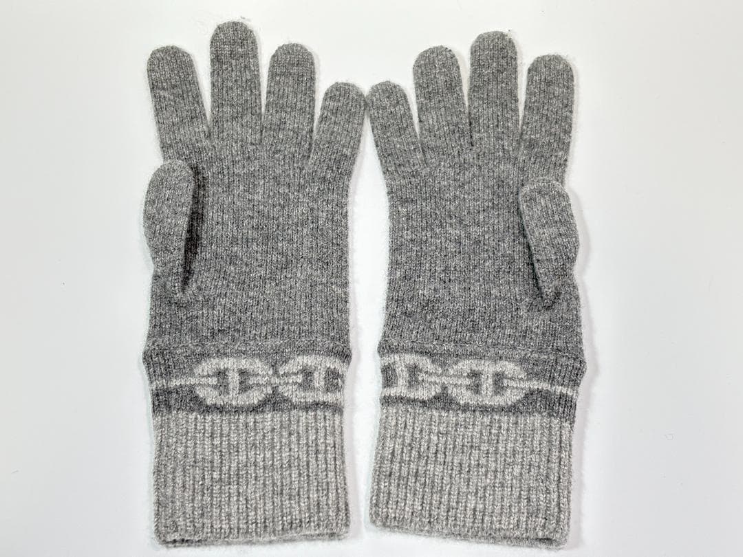 【美品】　エルメス 手袋 カシミヤ シェーヌ M グレー