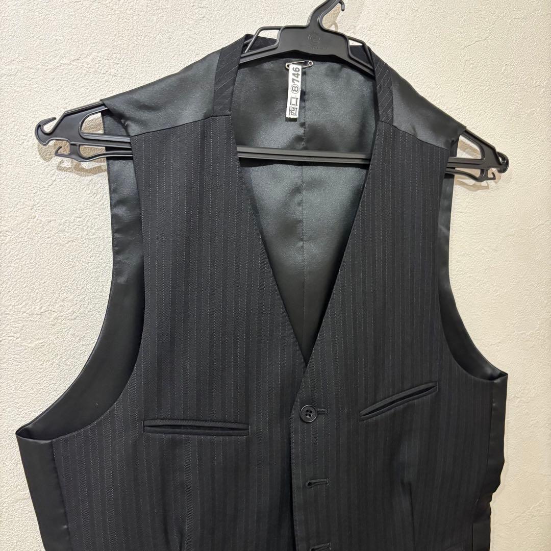 バーバリー ブラックレーベル 3ピース スーツ　ブラック　ストライプ