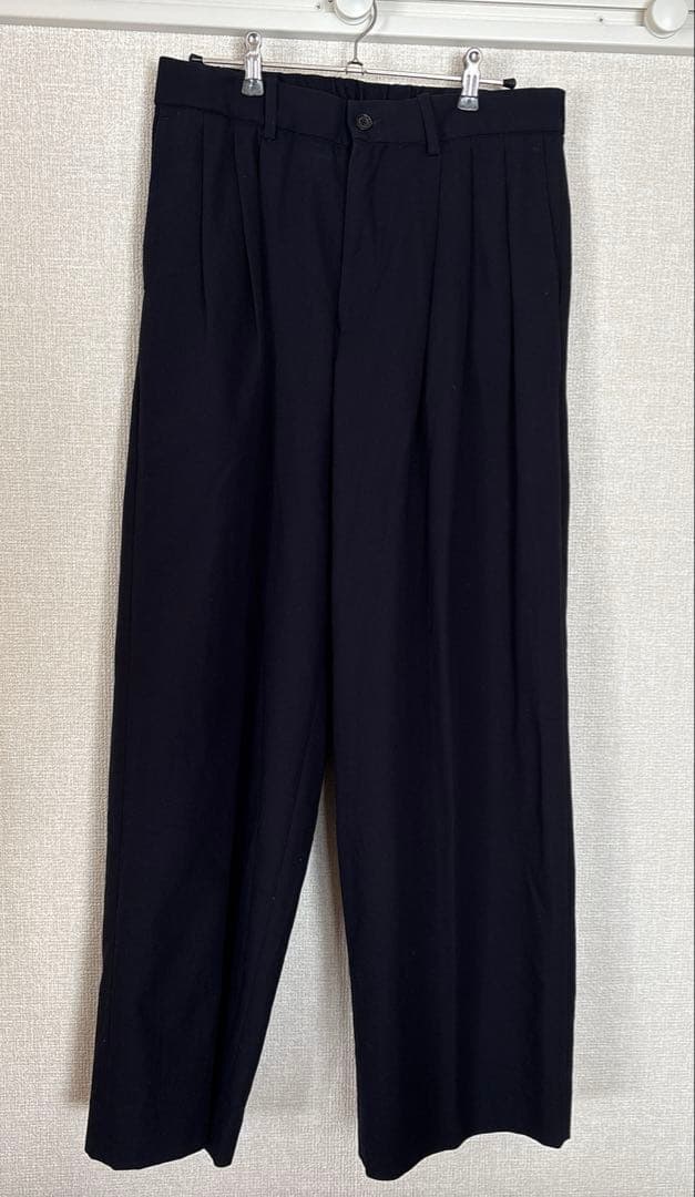 MARKAWAREコットンサバイバルクロストリプルプリーテッドワイドトラウザーズ