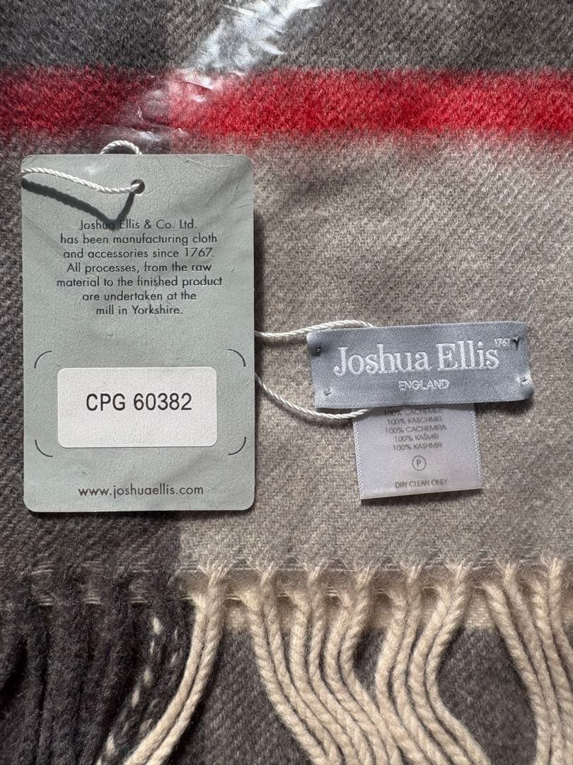 【新品未開封】Joshua Ellis カシミア100% チェック柄マフラー