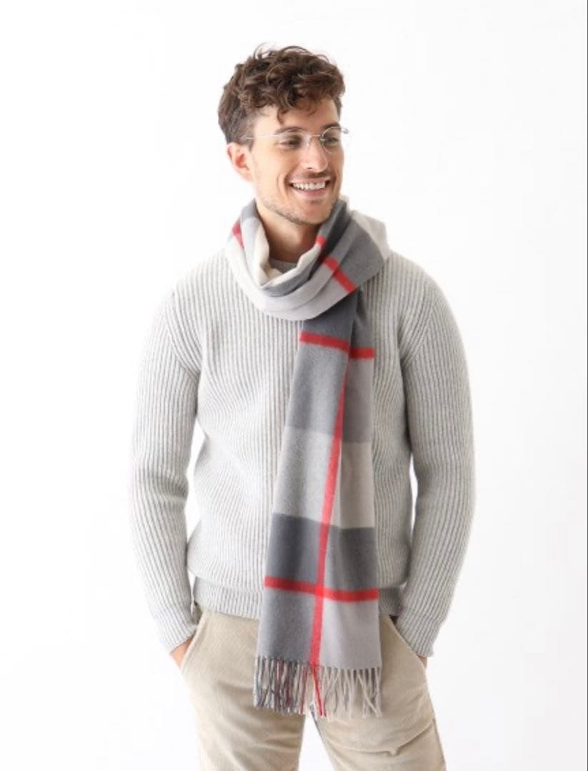 【新品未開封】Joshua Ellis カシミア100% チェック柄マフラー