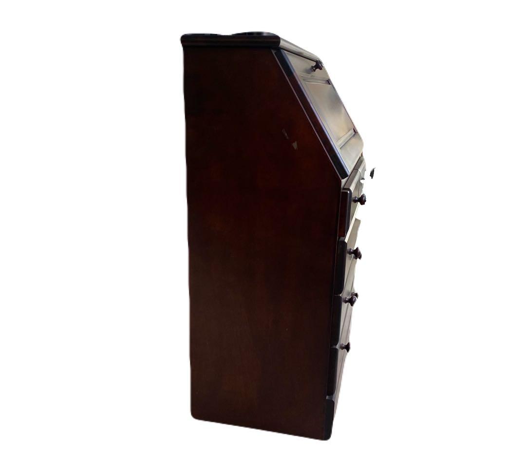 ダークブラウン えぞ民芸木製家具 ライティングビューロー　中古品