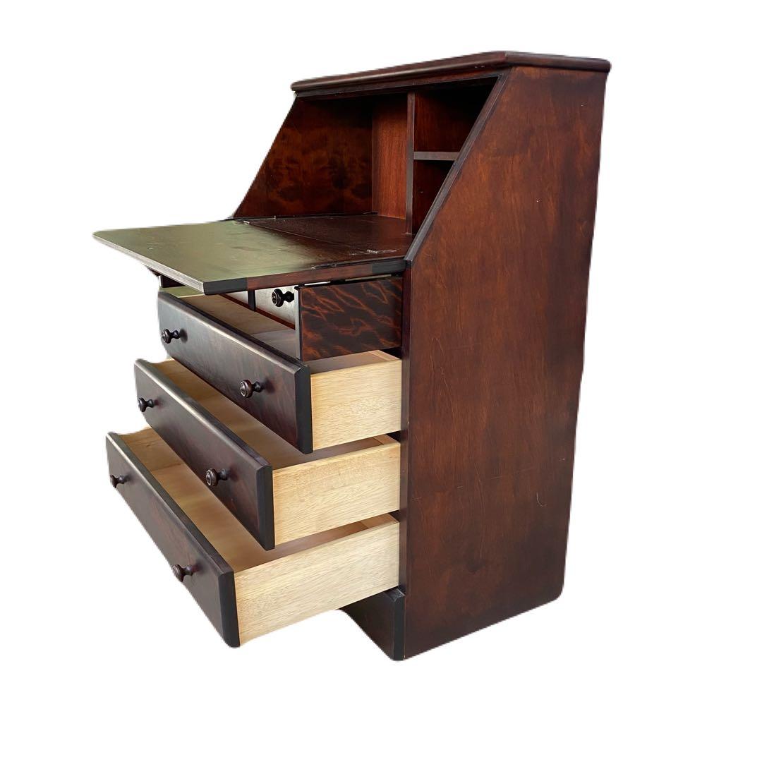 ダークブラウン えぞ民芸木製家具 ライティングビューロー　中古品