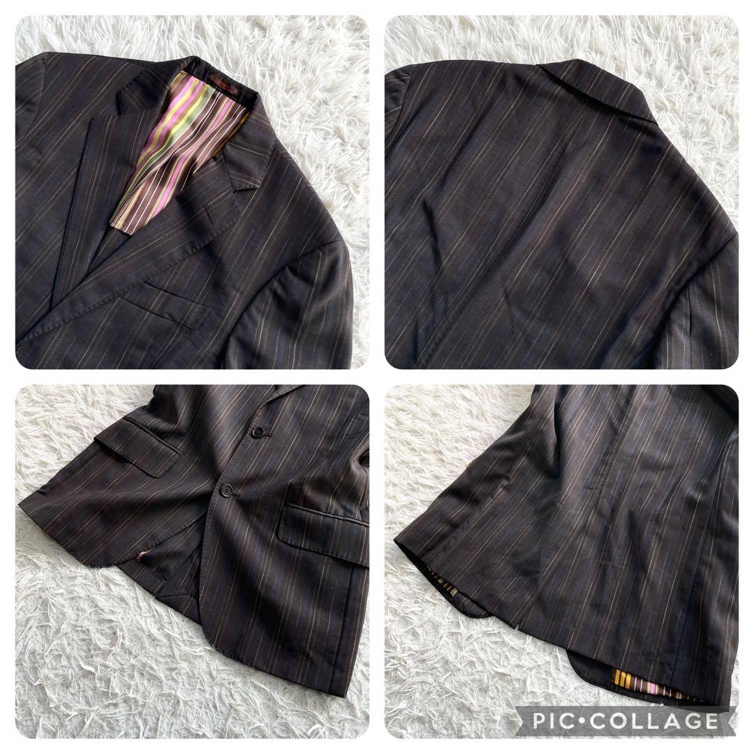 美品 ETRO スーツ セットアップ ストライプ マルチカラー ブラウン メンズ