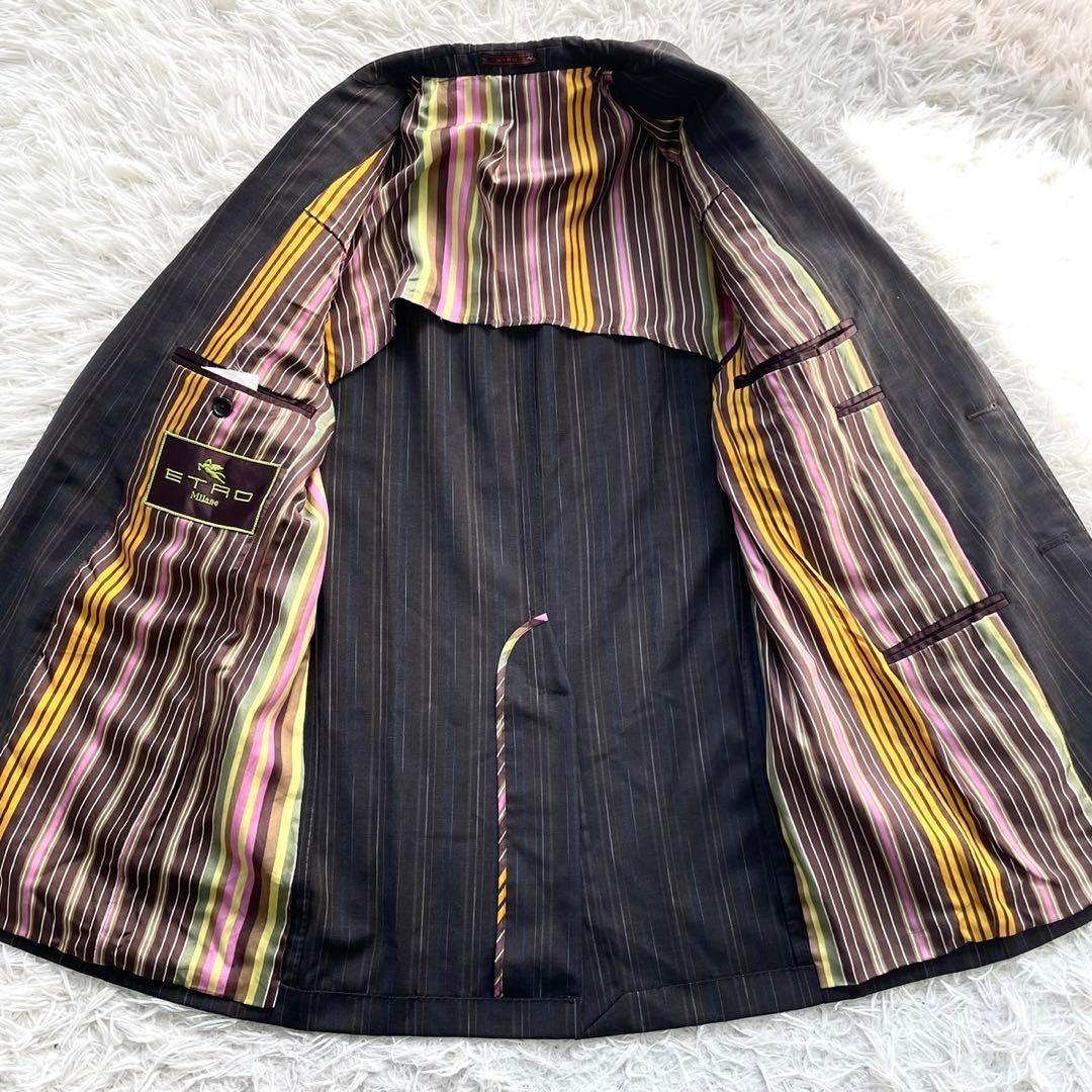 美品 ETRO スーツ セットアップ ストライプ マルチカラー ブラウン メンズ