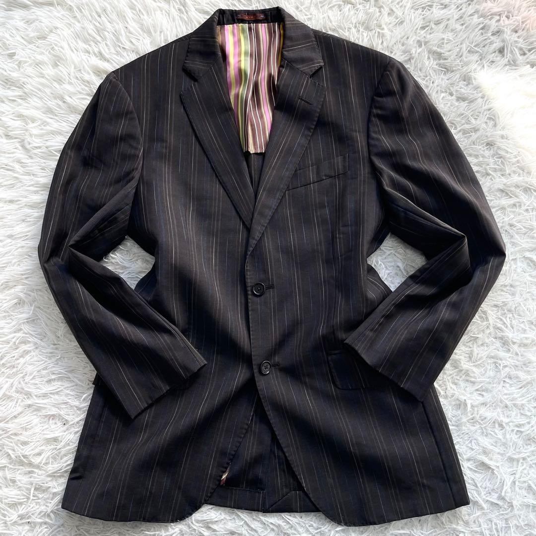 美品 ETRO スーツ セットアップ ストライプ マルチカラー ブラウン メンズ