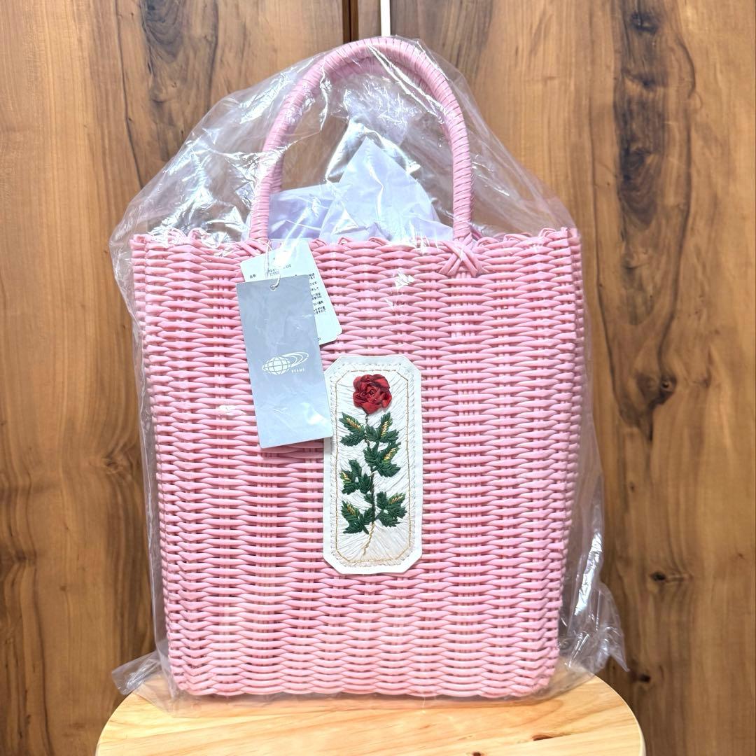 RURU MARY'S ルルメリー 手刺繍のかごバッグ ピンク