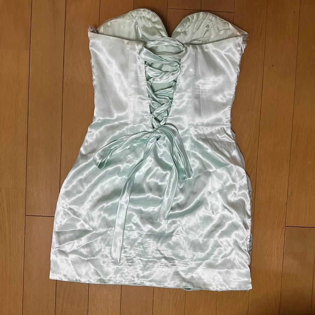 ミント ビジュー ビスチェ キャバドレス 盛れる 上品 ナイトドレス