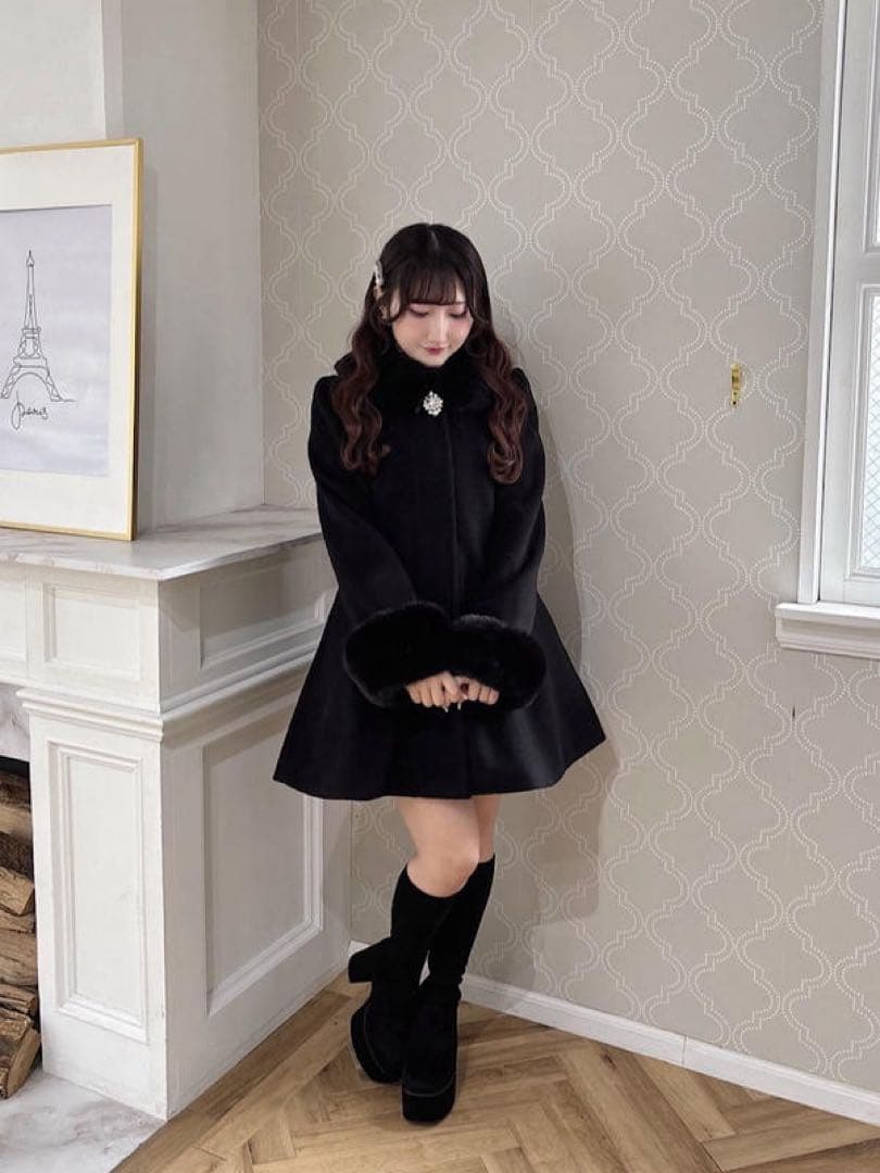 evelyn 2025ビジューコート 黒