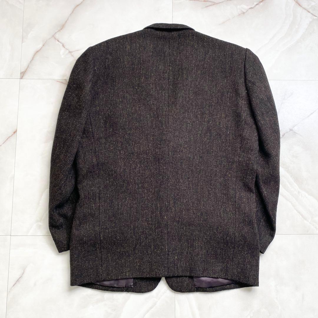 B15596 80s ワイズフォーメン　ヘリンボーンツイード3Bジャケット茶系M