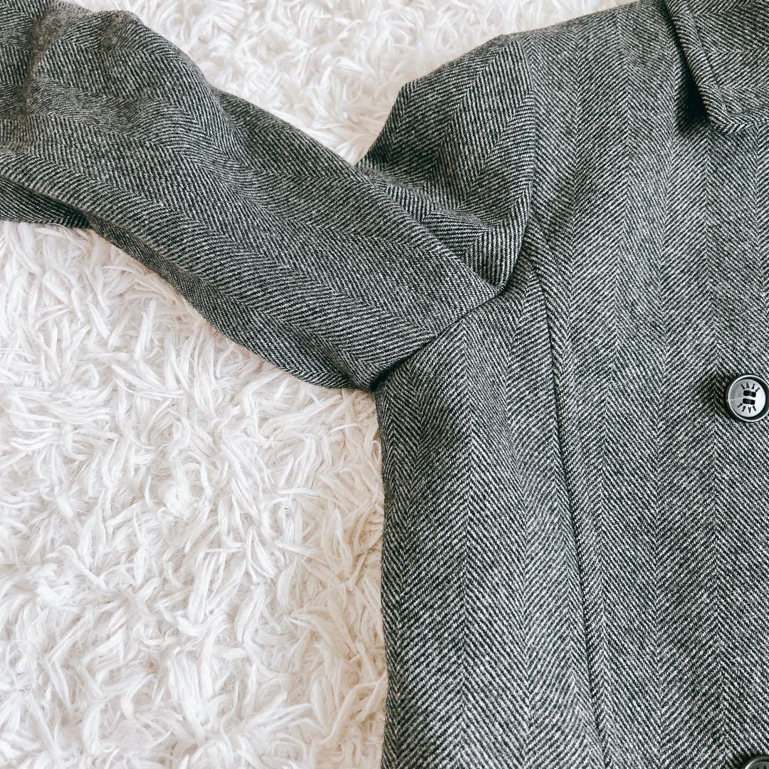 美品⁂ダックス⁂ミドル丈コート　ウールカシミヤ　ヘリンボーン　大きいサイズ　XL