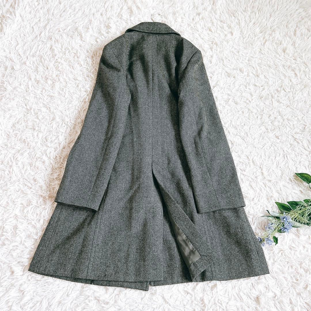 美品⁂ダックス⁂ミドル丈コート　ウールカシミヤ　ヘリンボーン　大きいサイズ　XL