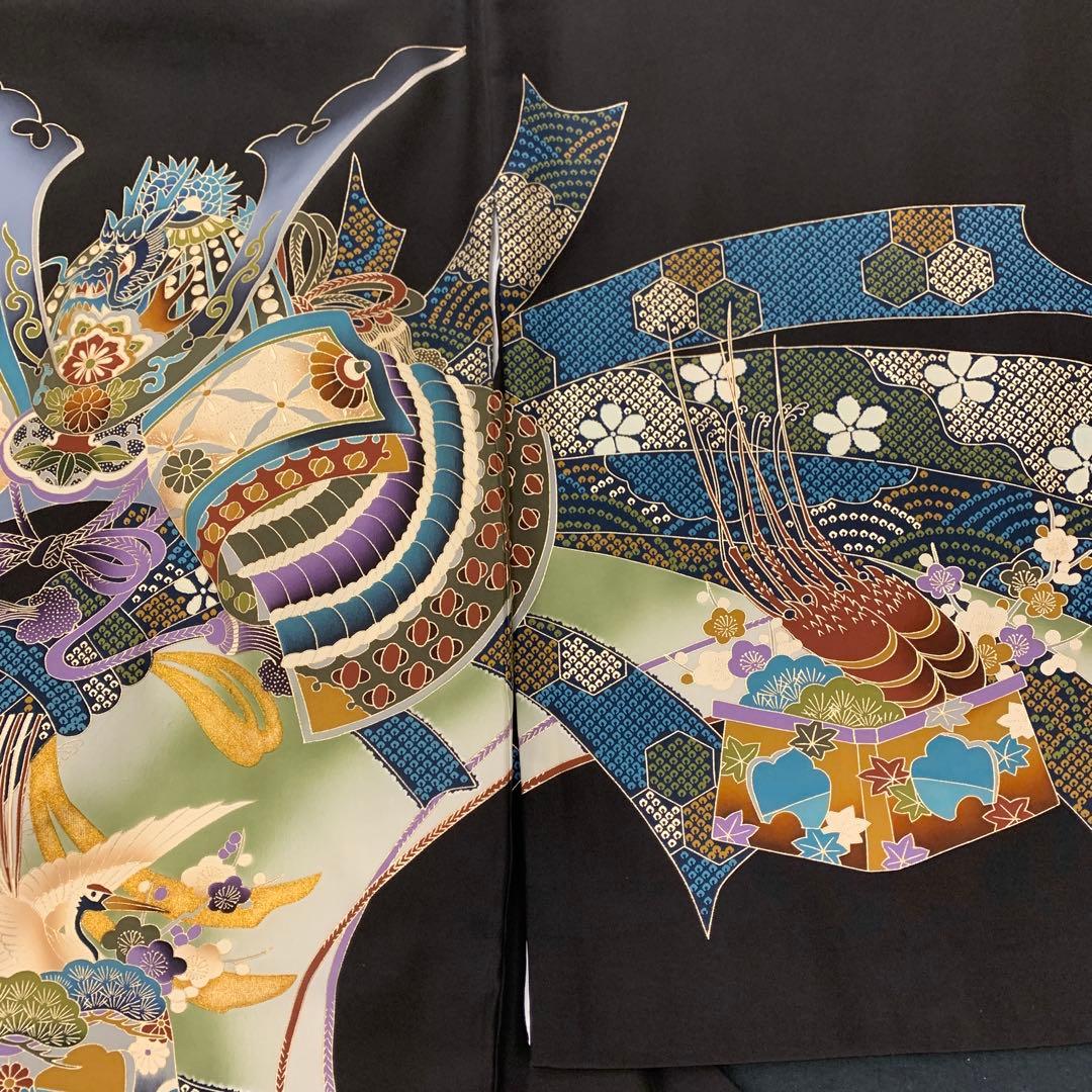 新品正絹産着祝着京友禅伝統工芸、本金、特選大将龍兜と祝い大王小槌大熨斗古典文