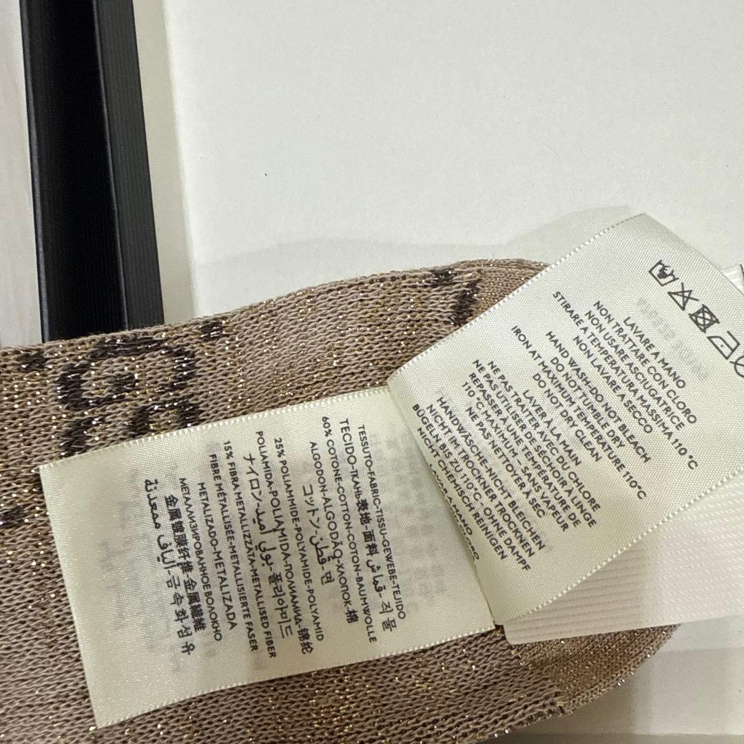 GUCCI 靴下　ソックス　M 総柄GG ロゴ　ラメ　箱付