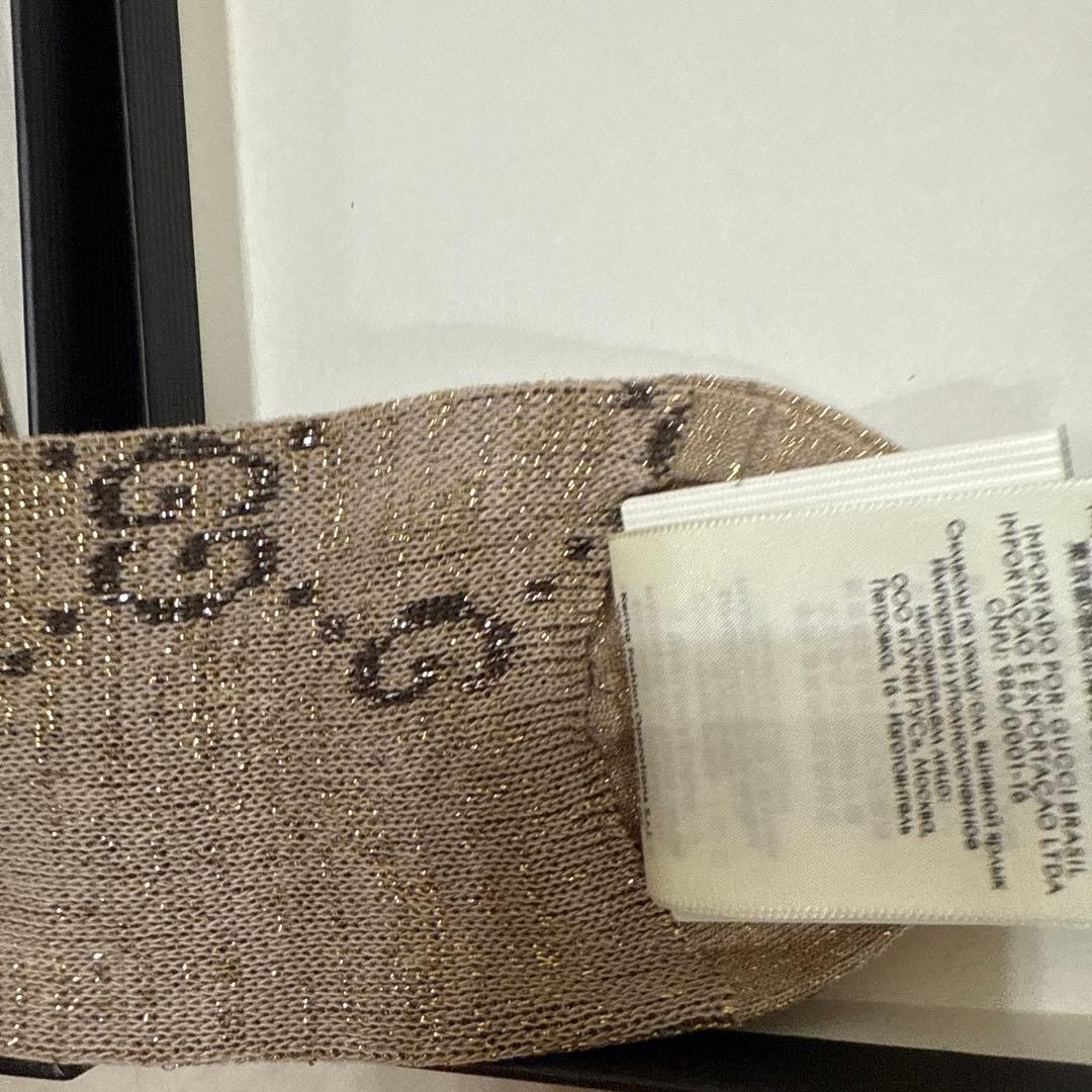 GUCCI 靴下　ソックス　M 総柄GG ロゴ　ラメ　箱付