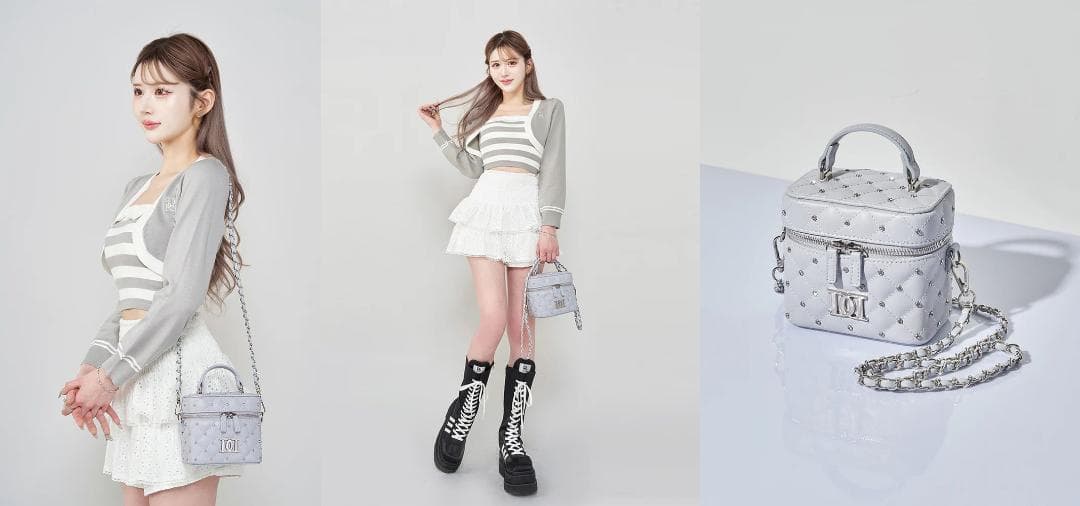 ダーリッチ darich キルティングビジュースクエアミニバッグ ホワイト