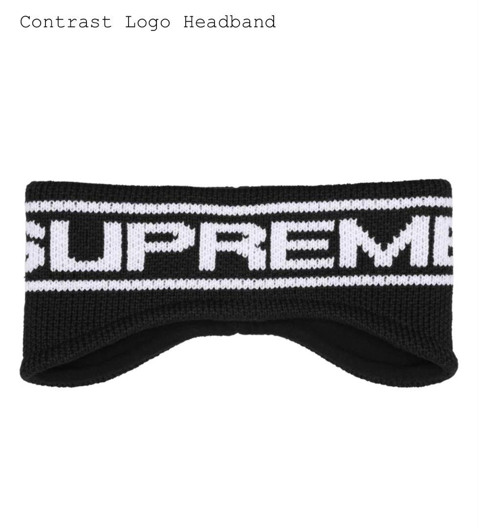 帽子 supreme Contrast Logo Headband Black