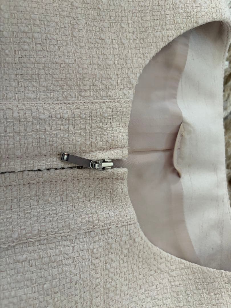 ANAYIピンクノーカラージャケットフリル裾38アナイ