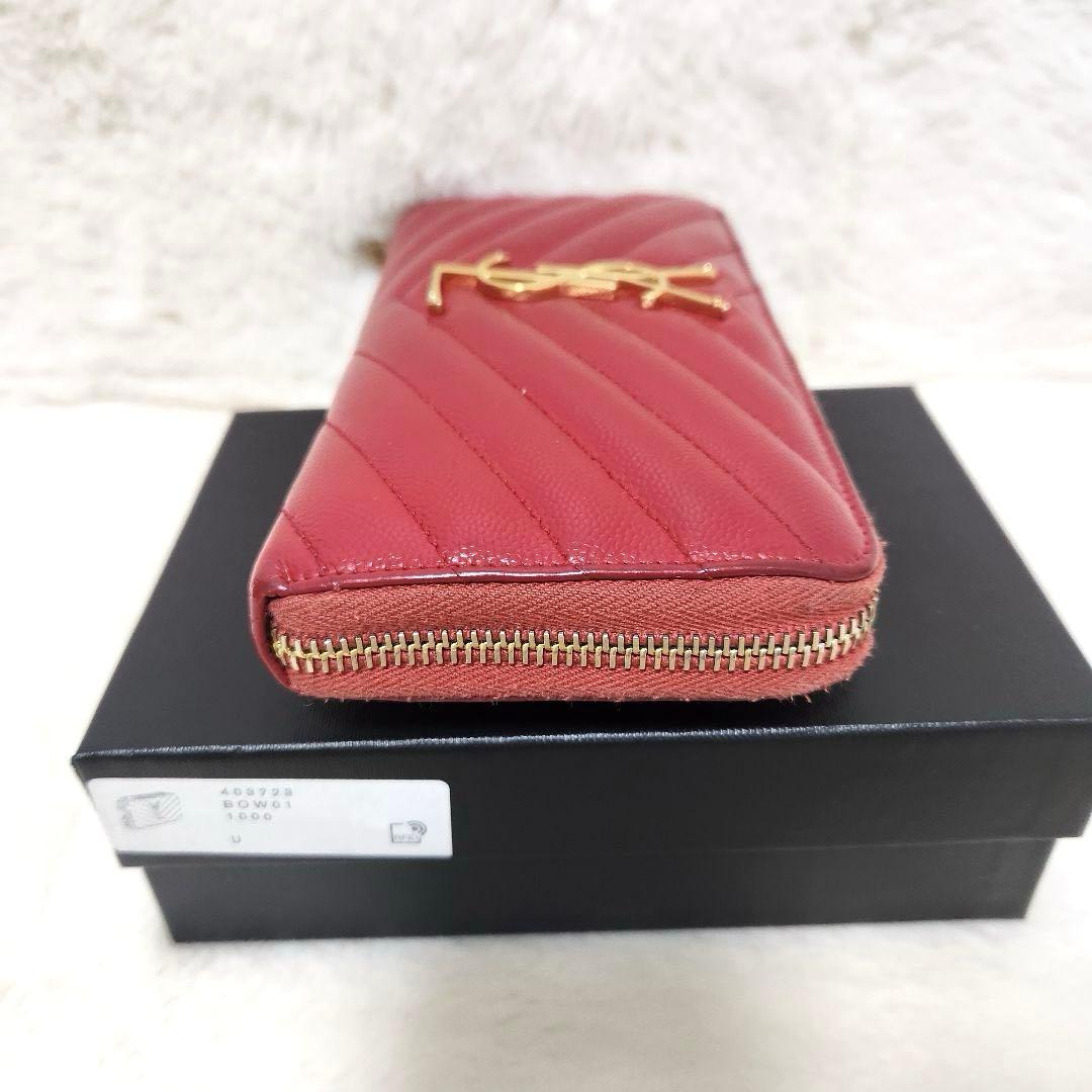 ✨極美品✨サンローラン　長財ラウンドファスナー カサンドラ　キャビアスキン　赤