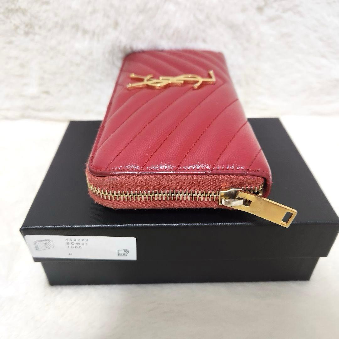 ✨極美品✨サンローラン　長財ラウンドファスナー カサンドラ　キャビアスキン　赤