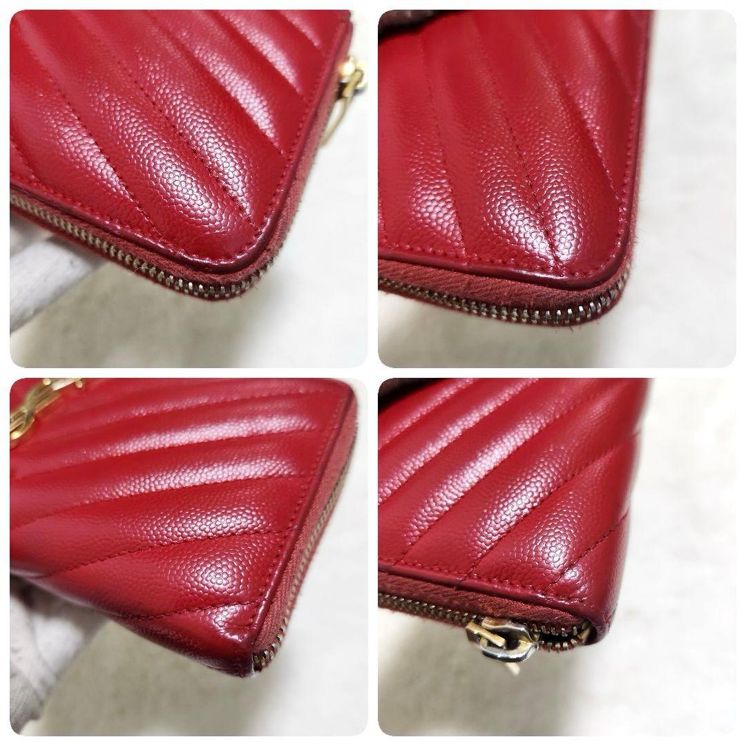 ✨極美品✨サンローラン　長財ラウンドファスナー カサンドラ　キャビアスキン　赤