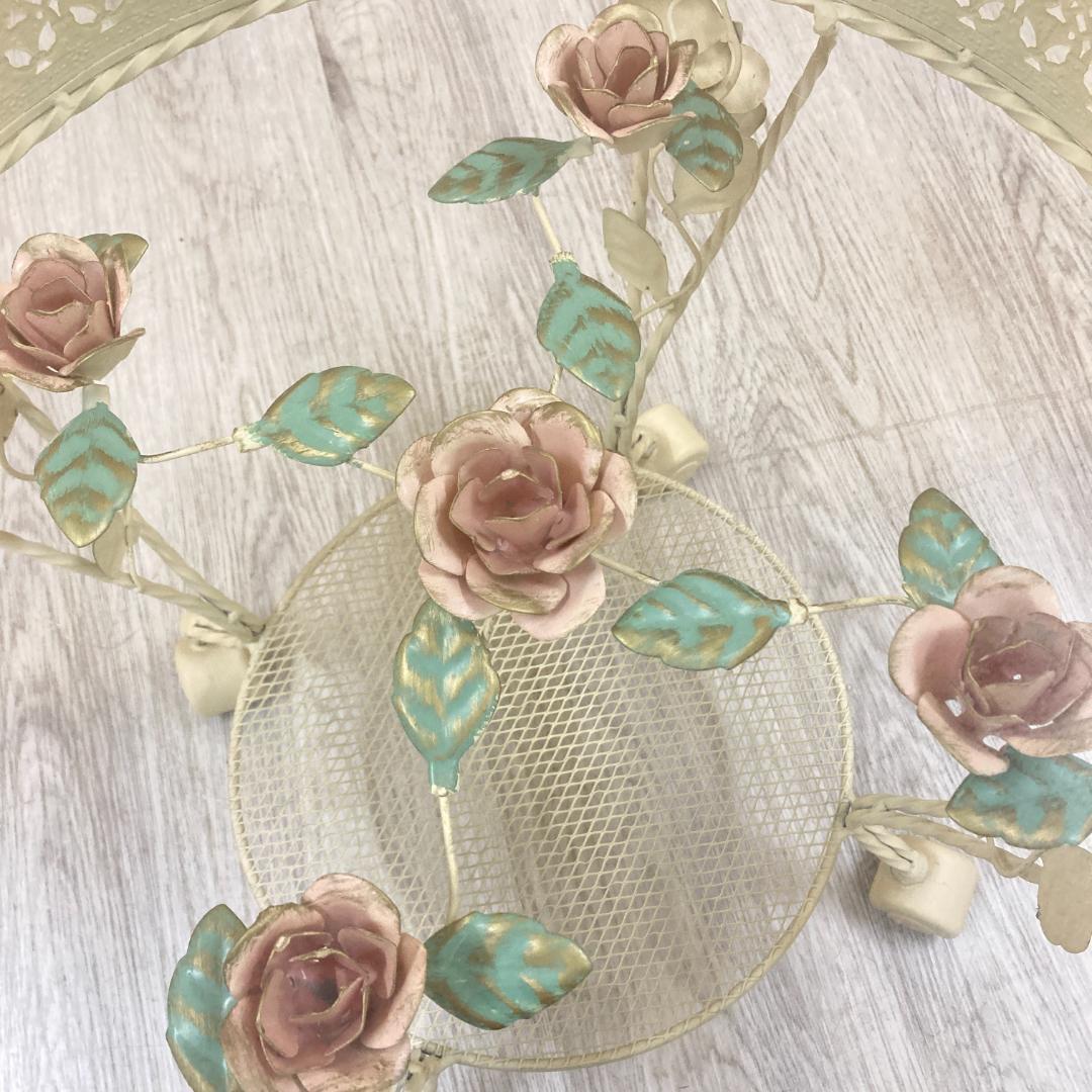 アンティーク調　薔薇　サイドテーブル　ガラステーブル