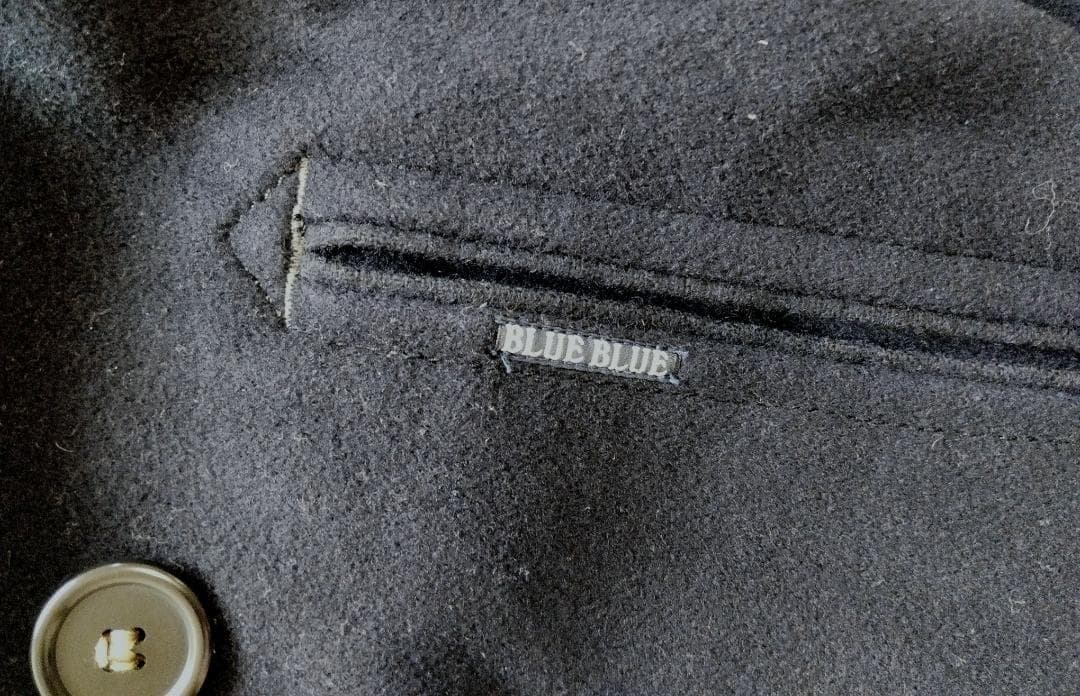 希少カシミヤ混 ブルーブルー ピーコート M ハリウッドランチマーケット