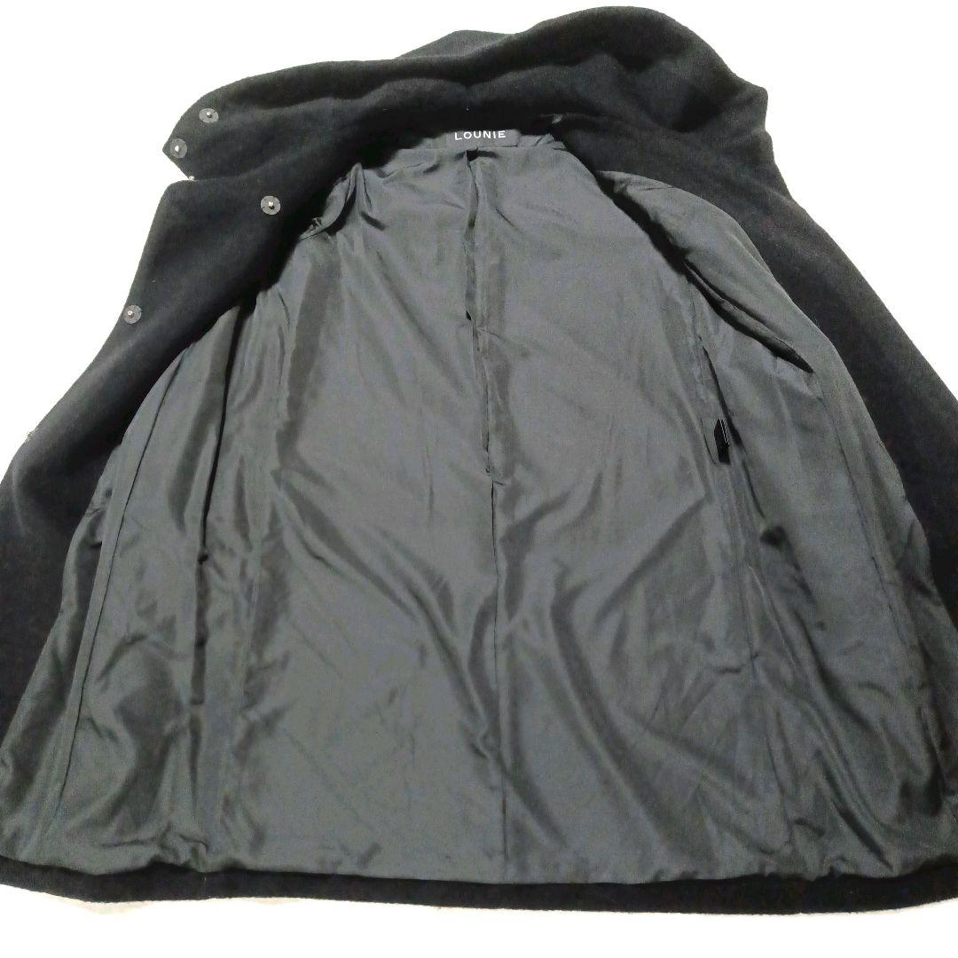 LOUNIE 【美品】 アルパカ モヘア スタンドカラー フーデット コート