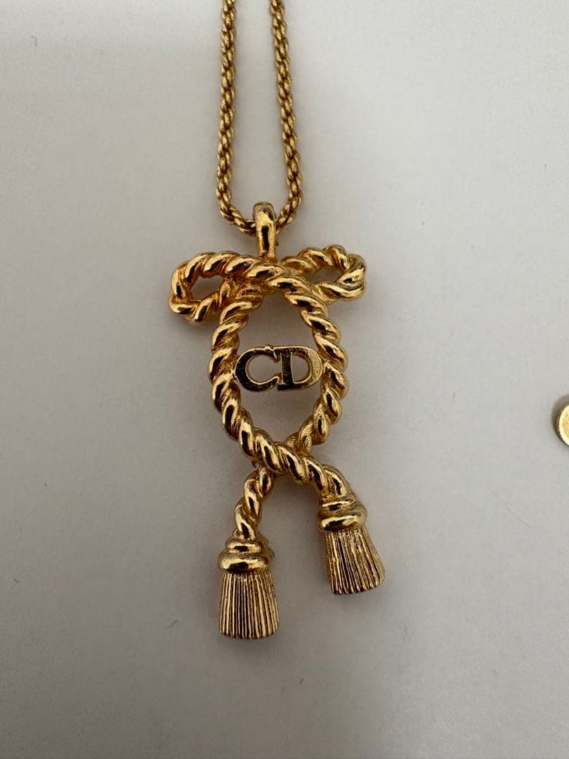 Dior CD ゴールドメッキ CD ロープデザイン ネックレス　ヴィンテージ