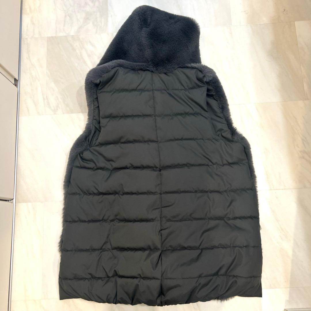 新品未使用 Aga アーガ ヤマダヤ エコファー フード付きベスト グレー