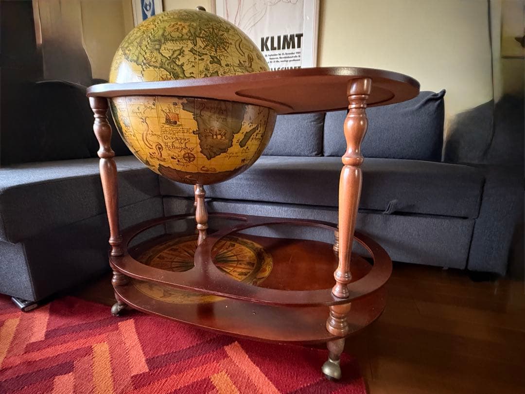 アンティーク調 地球儀型 ワゴン ワイン バーキャビネット 希少 オシャレ！