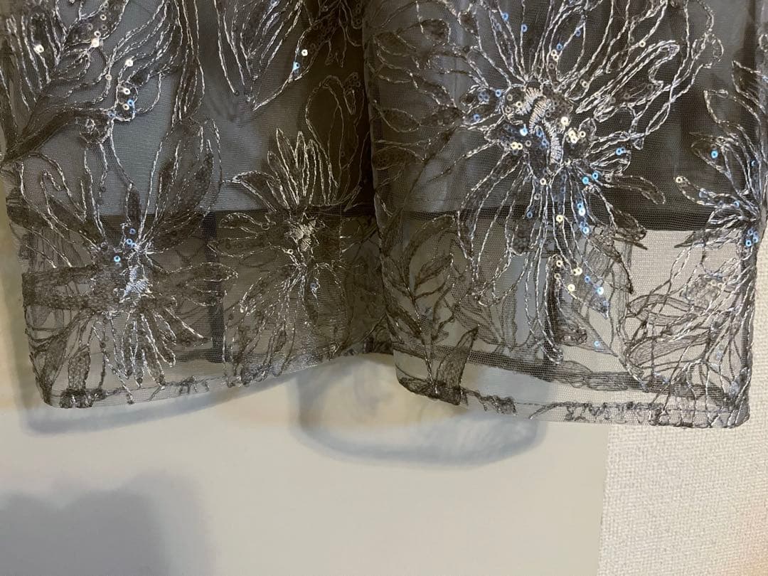 【LEJA】アシンメトリーシアーフラワードレスワンピース パーティードレス