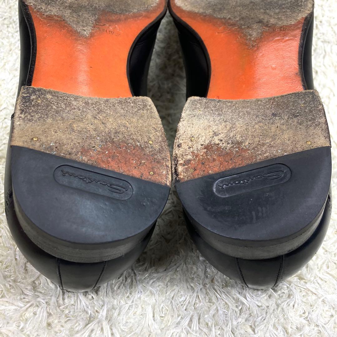『美品』Santoni ダブルモンクストラップ ストレートチップ メダリオン　黒