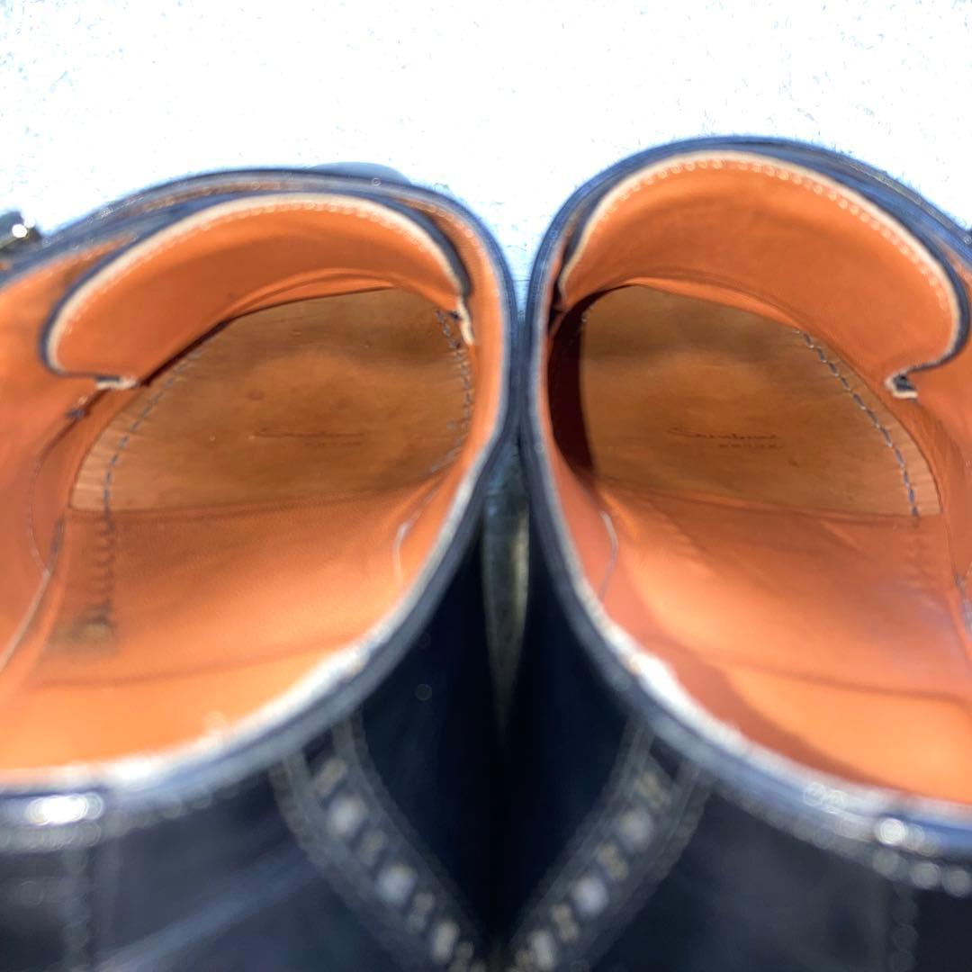 『美品』Santoni ダブルモンクストラップ ストレートチップ メダリオン　黒