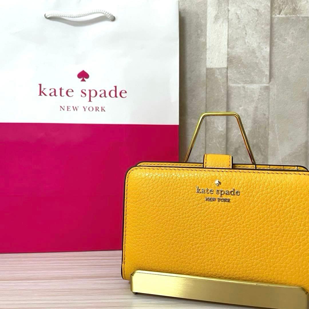 早い者勝ち！訳あり新品 kate spade 二つ折り財布 イエロー