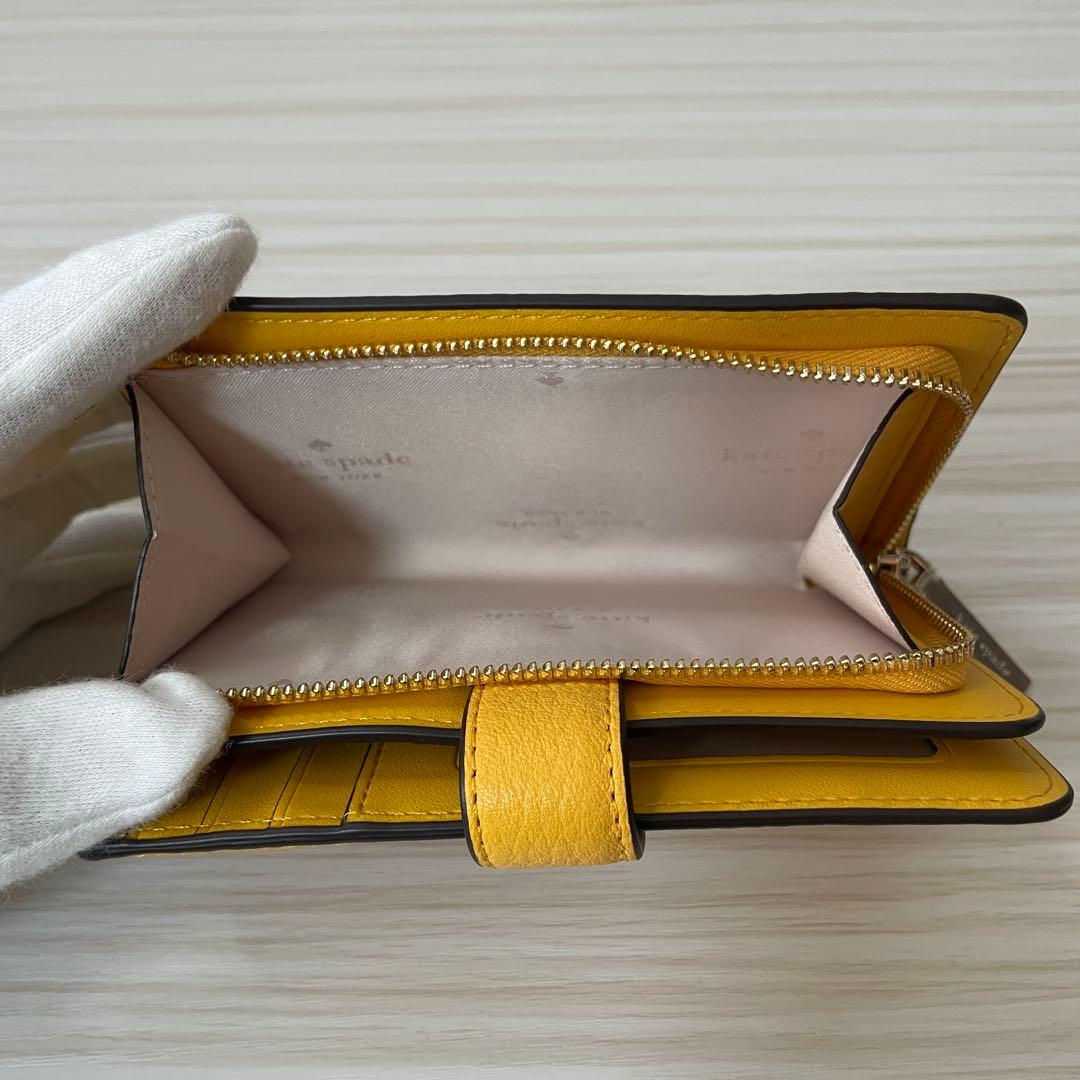早い者勝ち！訳あり新品 kate spade 二つ折り財布 イエロー