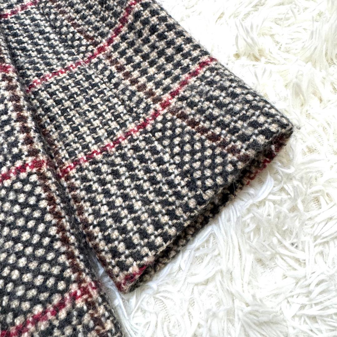 【美品】マックスマーラ ウールコート ビッグカラー ダブル 銀タグ 　ツイード