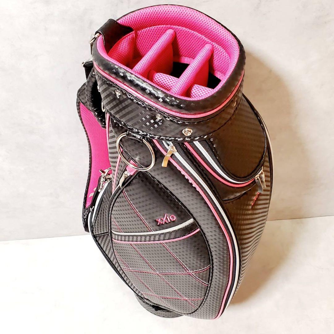 【極美品】ゼクシオ レディース キャディバッグ ゴルフバッグ ピンク×ブラック