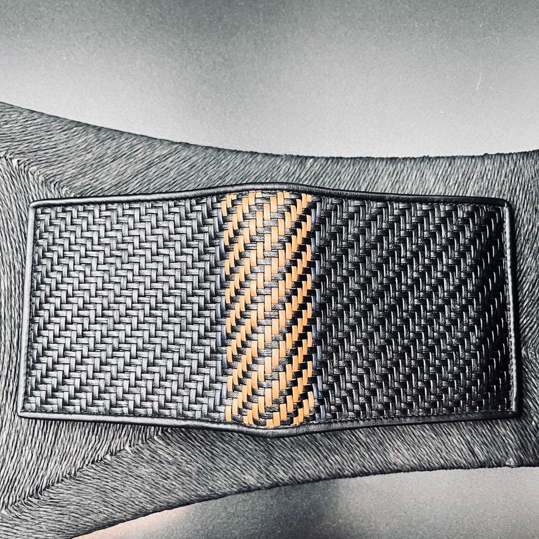 エルメネジルド・ゼニア 二つ折り財布 編み込み ブラック バイカラー カード