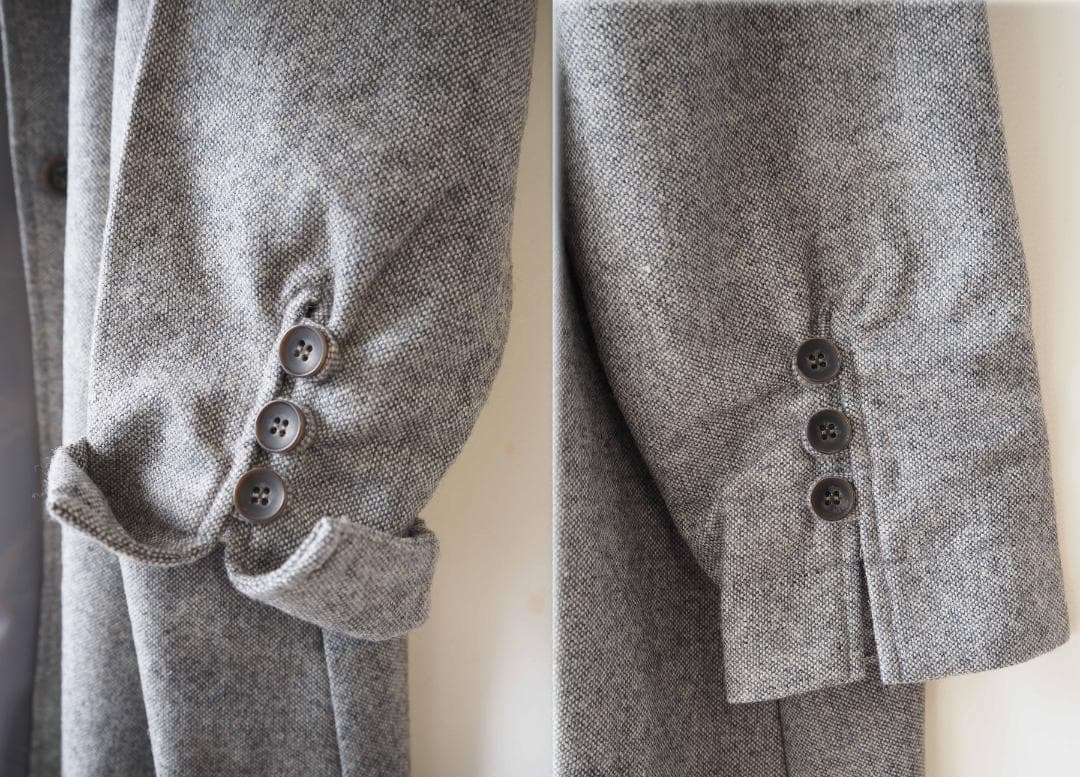 新品値引　08Mab薄グレー*ツイードチェスターコート　ロング 1044