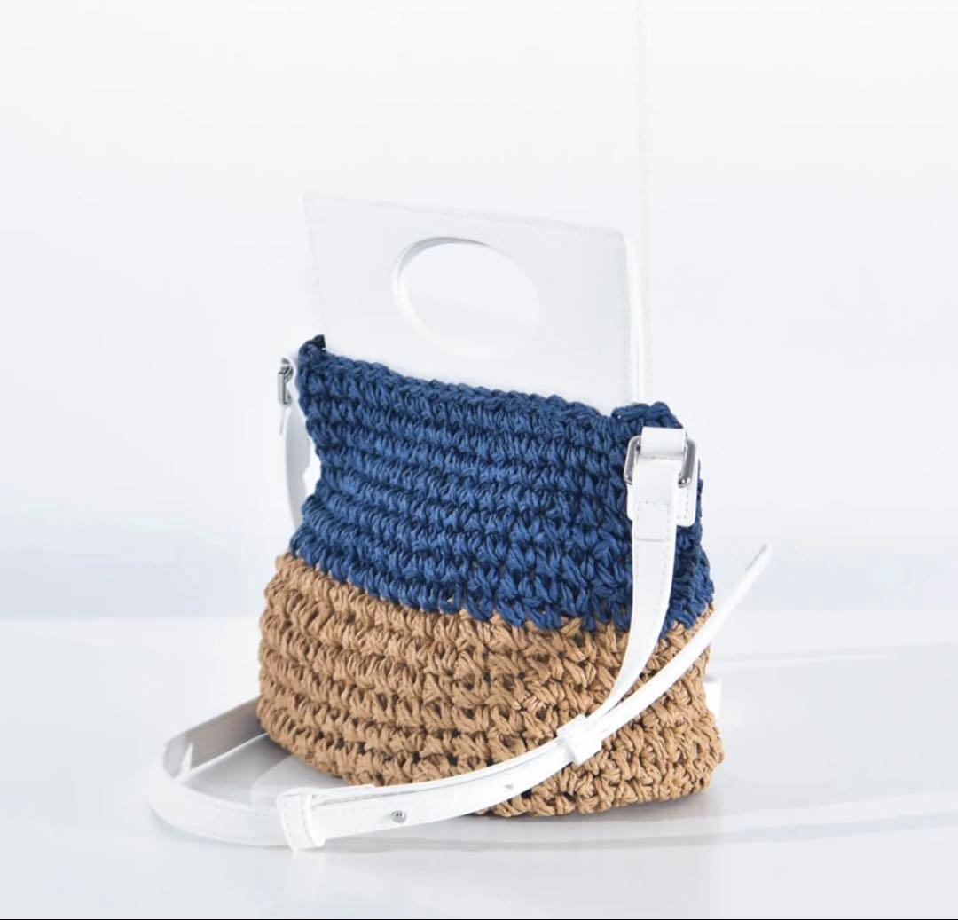 売り切り！本日‼️MARNI かごバッグ ナチュラルホワイト×ネイビー