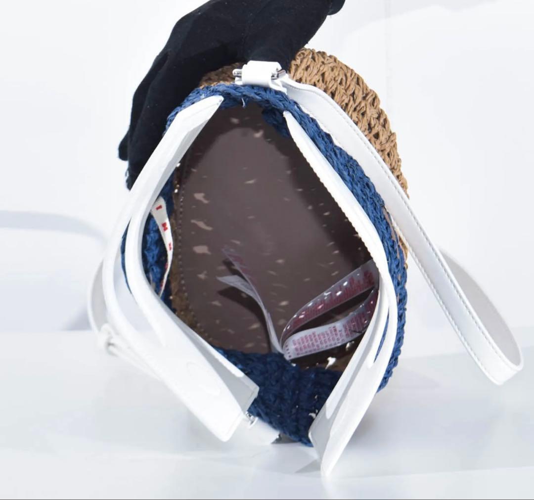売り切り！本日‼️MARNI かごバッグ ナチュラルホワイト×ネイビー
